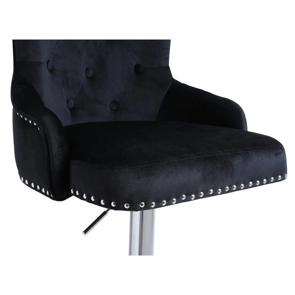 Alexent 2-Piece Swivel Bar Stools, Dark Blue, 43.7-51.6 H, 19.3 W x 18.1 D - Silver Footrest