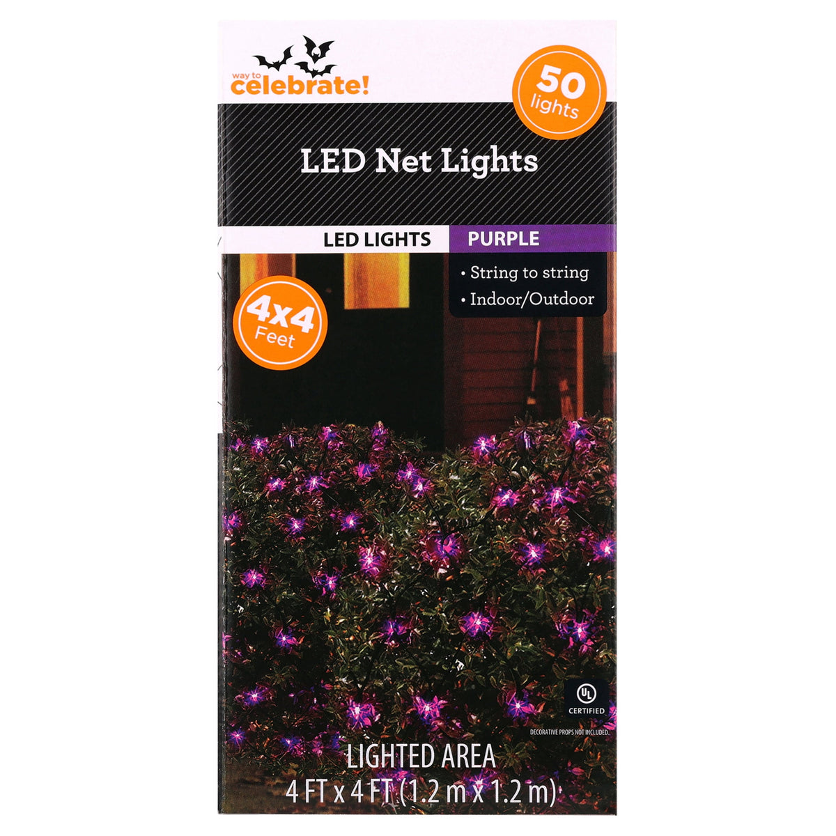 Indoor/Outdoor 50-Count LED Net Lights, 4' x 4', Halloween by Way To Celebrate