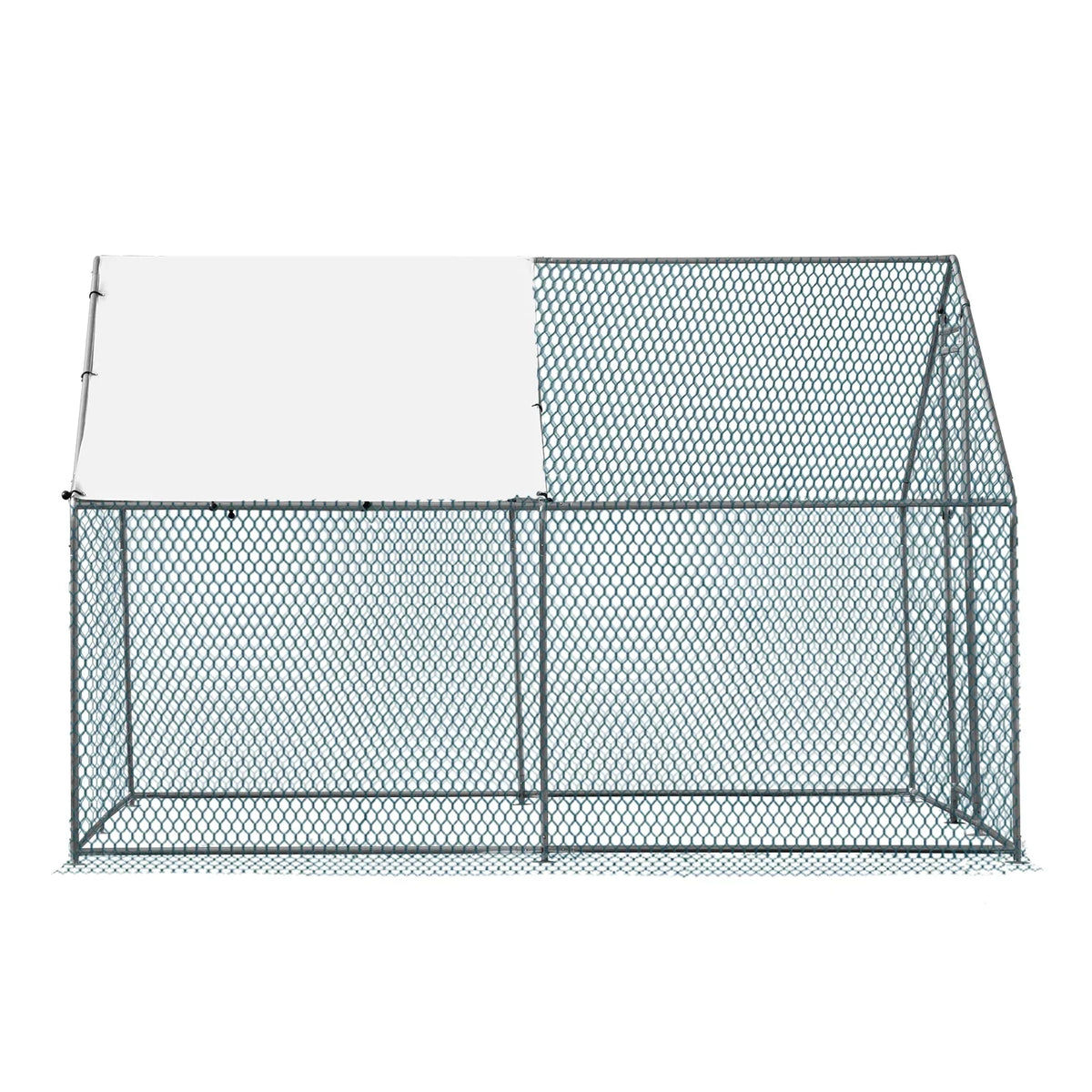 10 x 10 ft Metal Chicken Coop Walk-In Poultry Cage With Waterproof Cover