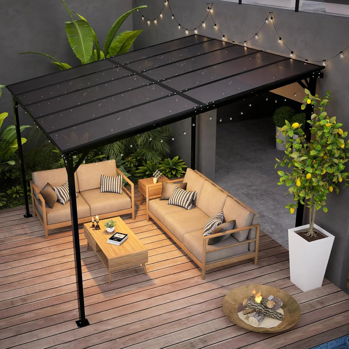 Hardtop Outdoor Pergola Patio Gazebo With Roof, 10x8
