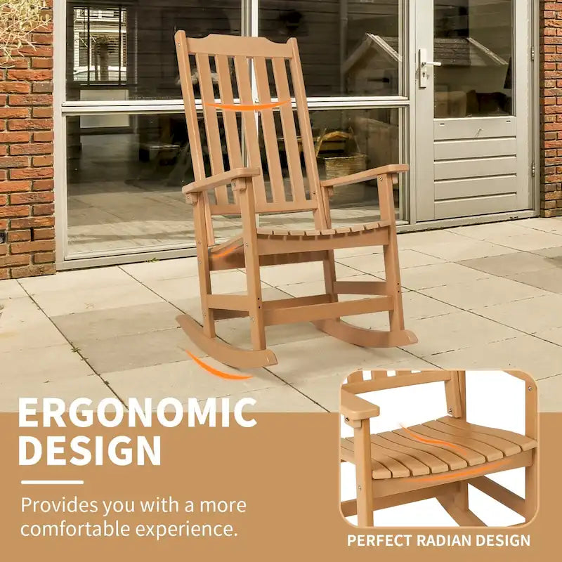 Vrakae Patio High-Back Rocking Chairs, 2-Piece, 21 x 34.6 x 46 Inches
