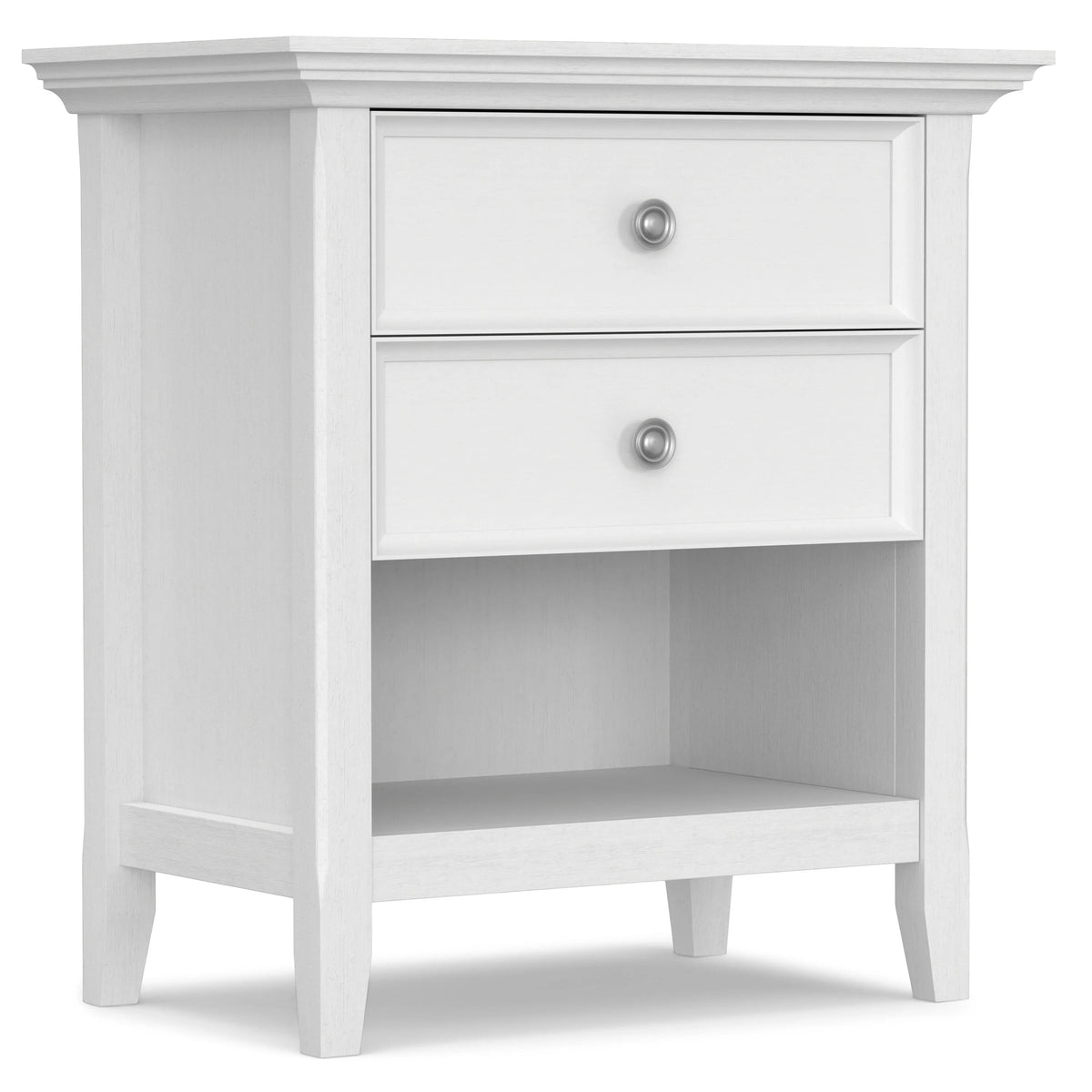 Solid Wood Nightstand With 2 Drawers And Open Shelf, 16 in D x 24 in W x 26 in H