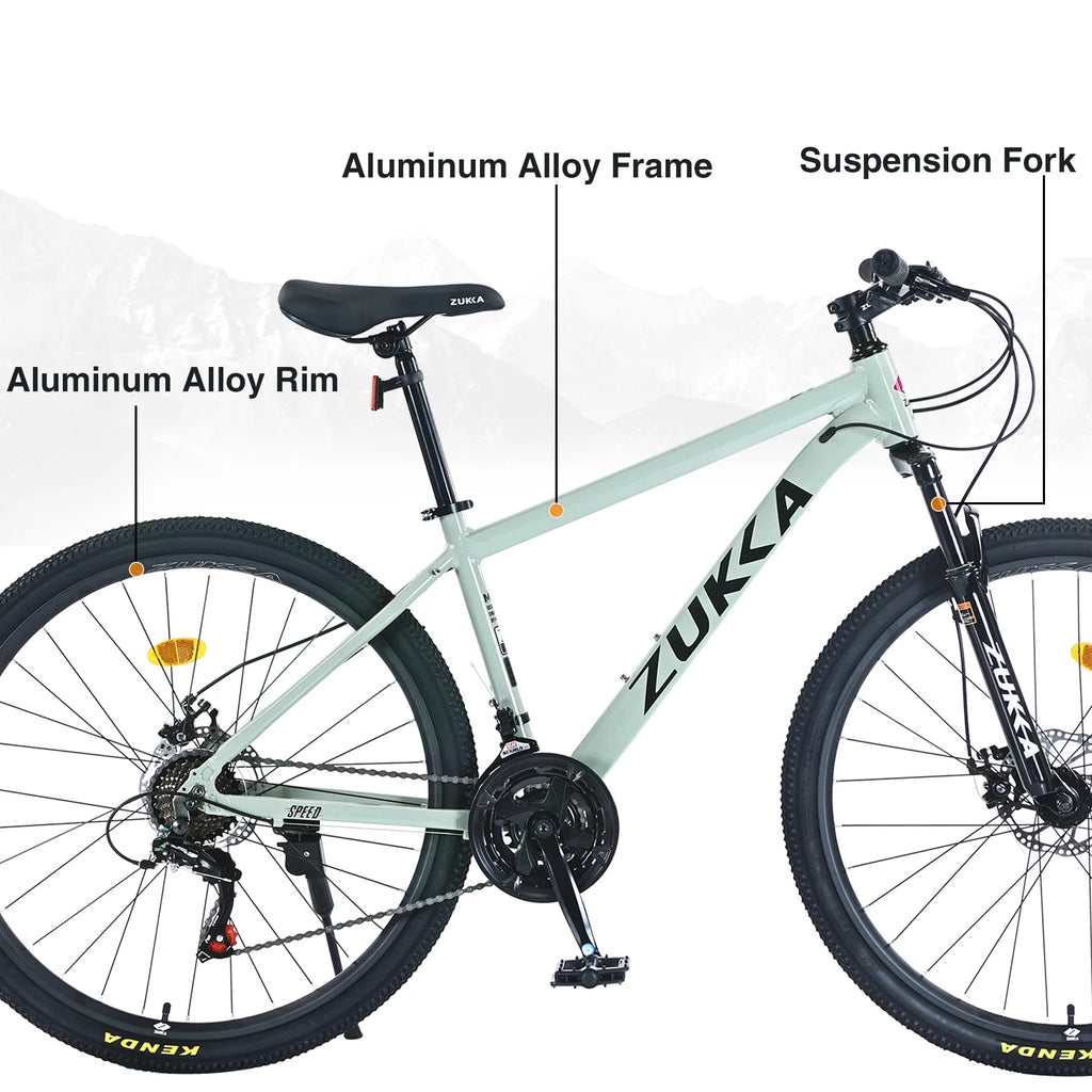 Men's 27.5 in Mountain Bike - 21-Speed Aluminum Alloy Frame, Front Suspension, Double Disc Brakes