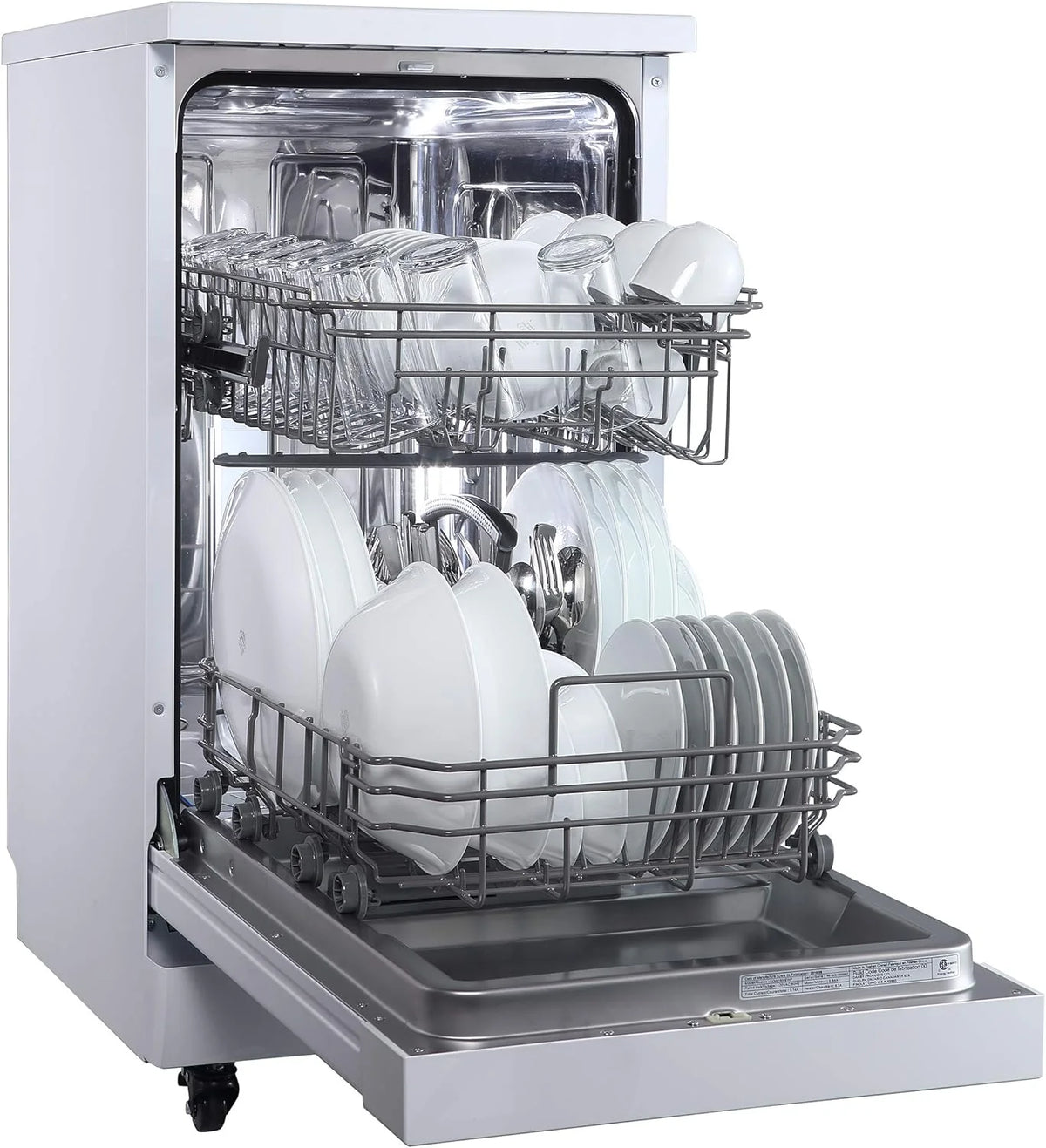 RCA Portable Dishwasher, 18in Wide, 8 Place Settings, White - RDW1809-WHITE