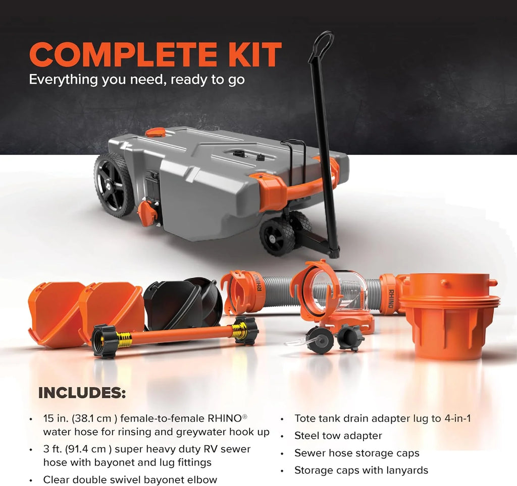 Camco Rhino 36-Gallon Portable RV Tote Tank With 2 Wheels - 39006
