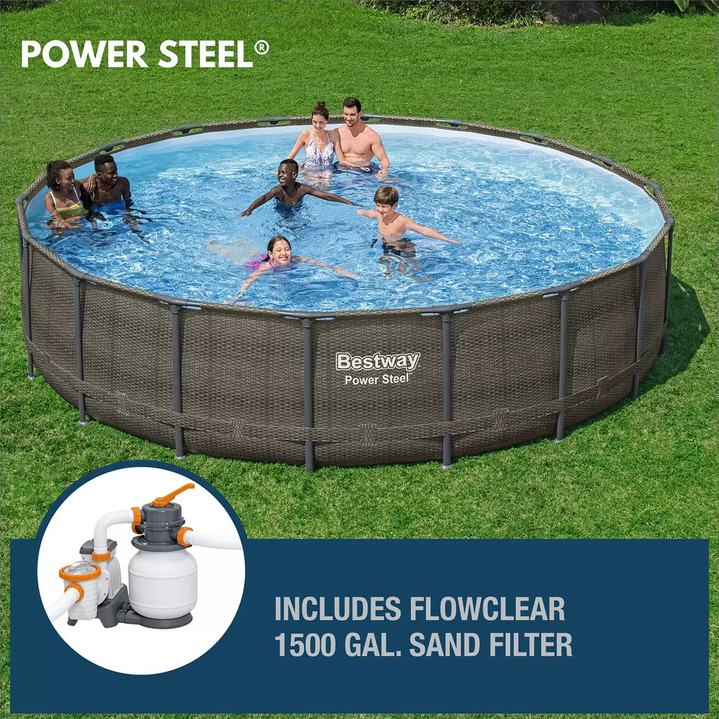 Bestway Round Above-Ground Pool Set, 18-ft x 48-in - Power Steel