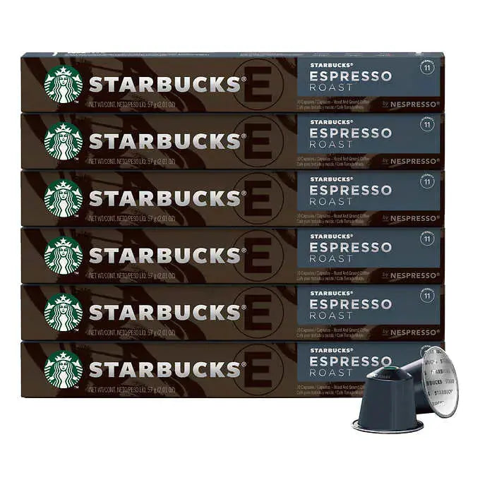 Starbucks By Nespresso Espresso Roast Dark Roast Capsules, 60 Count - Compatible With Original Line Machines