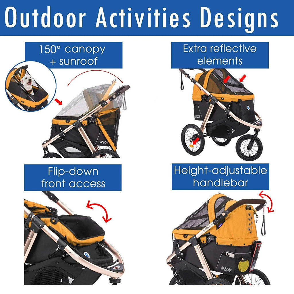 HPZ-PR America Pet Rover Run Jogging Pet Stroller, 50 lbs, Camo Green - B08R9KCWW1