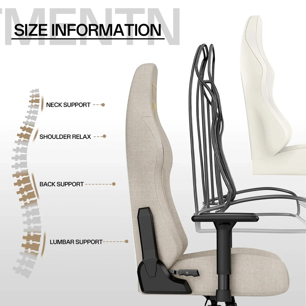Bigzzia High Back Ergonomic Gaming Chair With 3D Armrests, Beige