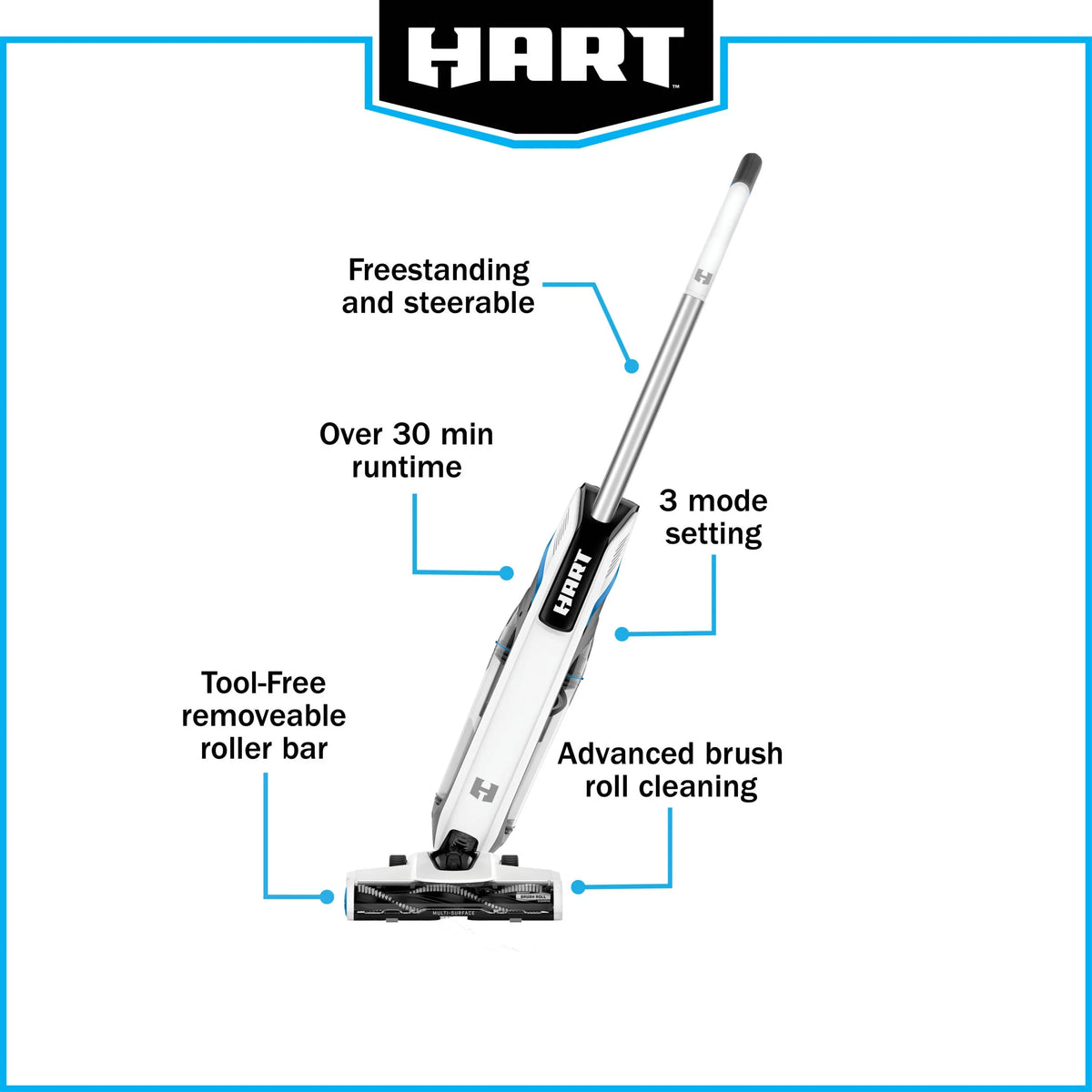 HART Cordless Stick Vacuum, 20-Volt High Capacity, Battery Not Included