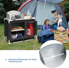 Treasual Portable Camping Kitchen Table, 48 Inch x 21.5 Inch, Windscreen And Storage Organizer