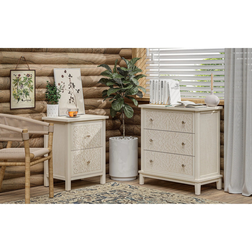 Farmhouse Fully Assembled Nightstand With 2 Drawers