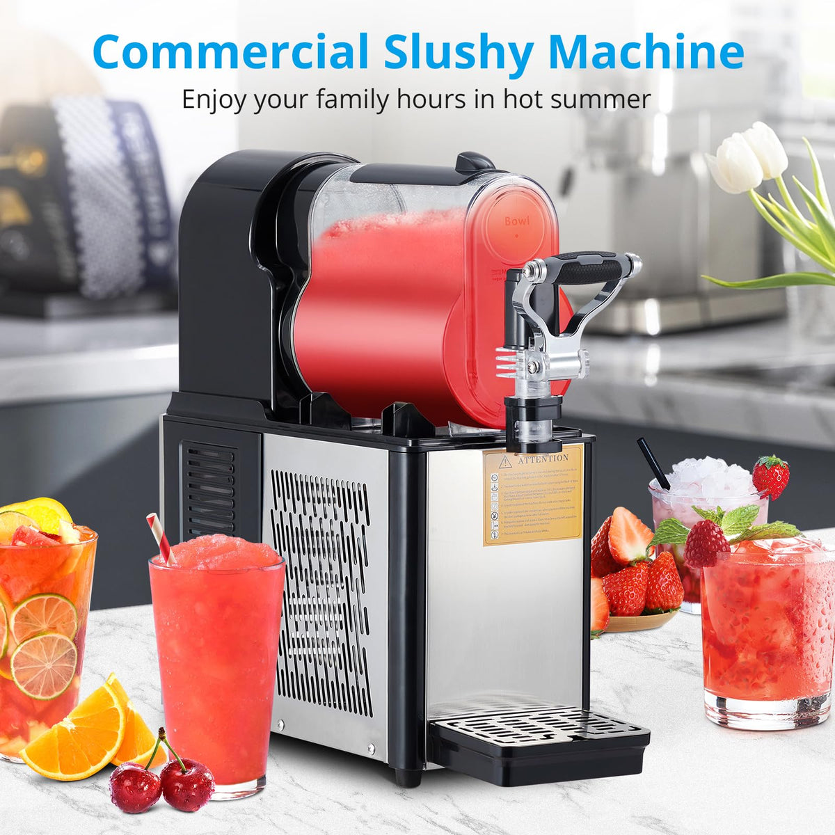Commercial Slushie Machine 3L Stainless Steel Self-Cleaning Slushy Maker