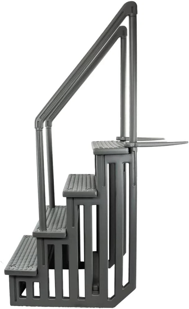 Aqua Select Anti-Slip In-Pool Steps, Gray, 28in W x 81in H, 300 lbs Capacity - For Above Ground Pools