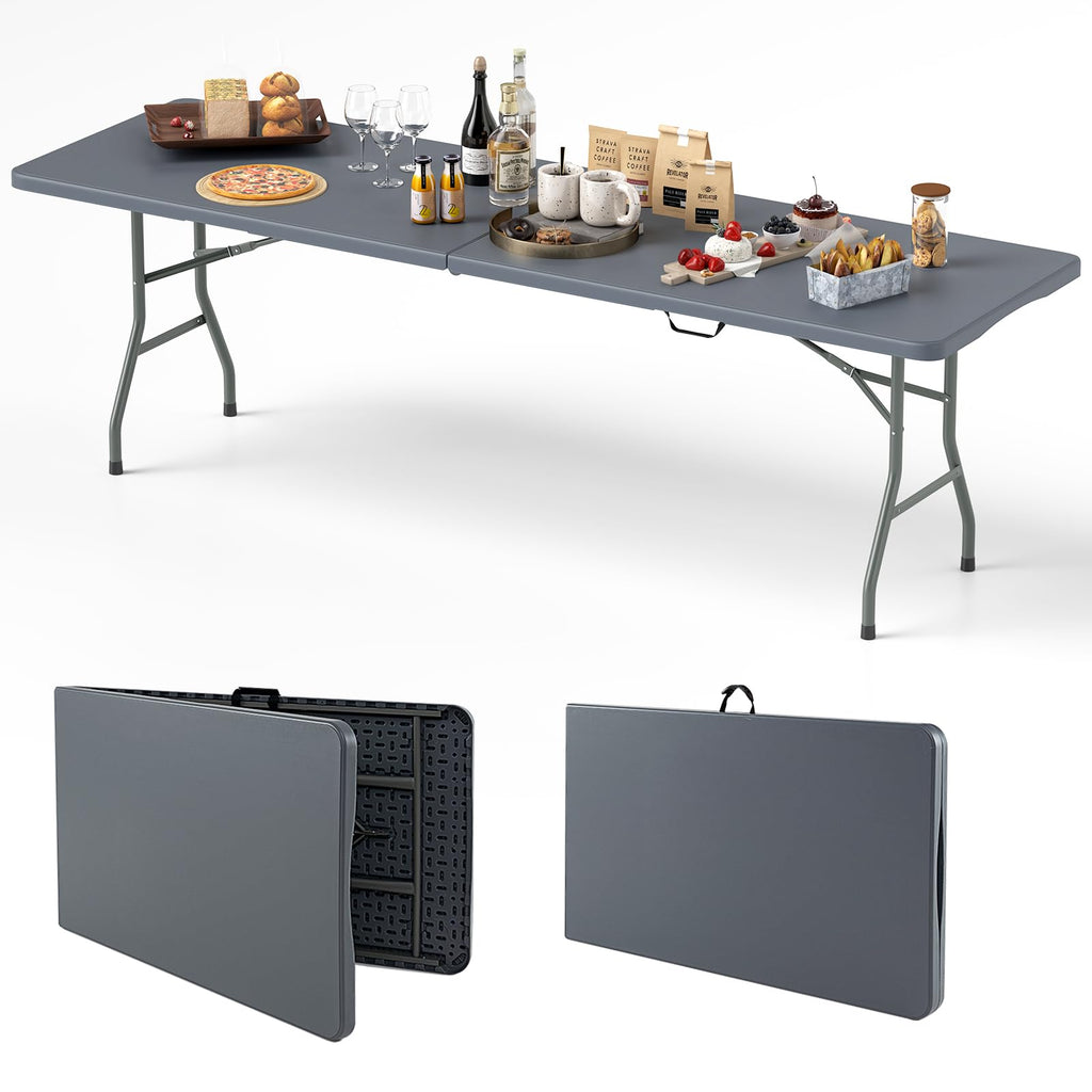 Folding Table With HDPE Top And Handle, 8FT, 96.5 x 29 x 29.5 in, 350 lbs