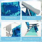 2-Pack 5-Position Outdoor Folding Backpack Beach Chairs With Side Table Set