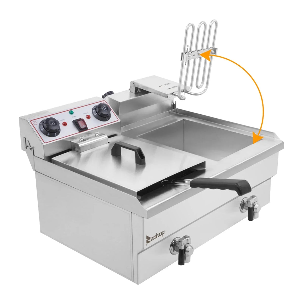Stainless Steel Dual-Tank Deep Fryer With Faucet Drains, 16.9 QT, 3400W - EH102V
