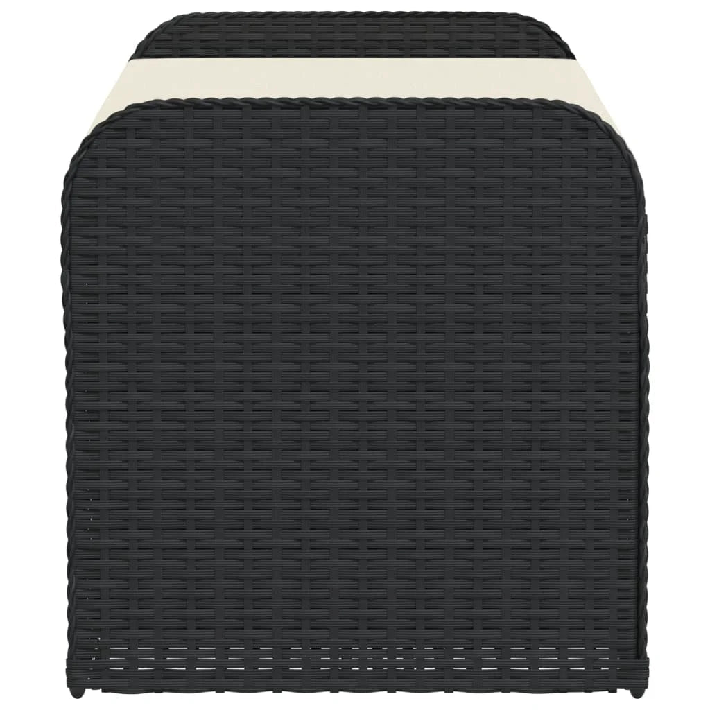 vidaXL Outdoor Poly Rattan Storage Bench With Cushion, Black, 45.3 x 20.1 x 20.5 in