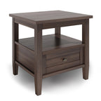 Solid Wood Rectangle End Table With Drawer And Shelf, 18.1in D x 20in W x 19.5in H - Norfolk