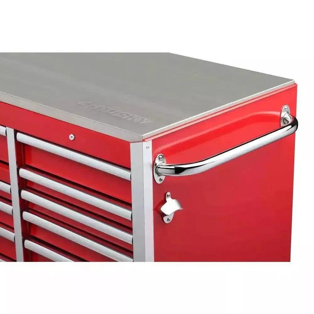 Husky Heavy-Duty 72 in. W x 24 in. D 15-Drawer Mobile Workbench With Stainless Steel Top And Dual Locks - Red
