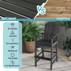 Outdoor HDPE Tall Adirondack Counter Height Bar Stool With Armrests And Footrest - 30Quot
