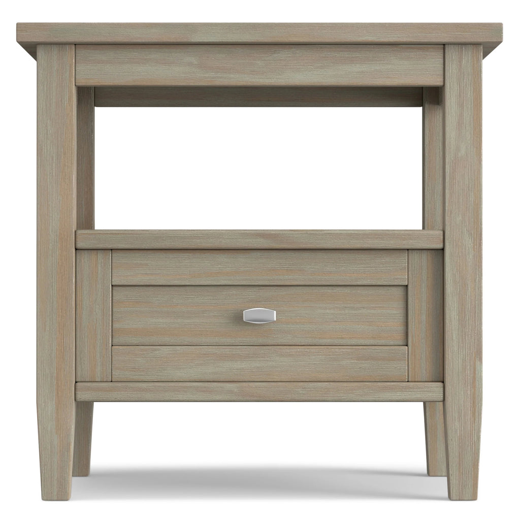 Solid Wood Rectangle End Table With Drawer And Shelf, 18.1in D x 20in W x 19.5in H - Norfolk