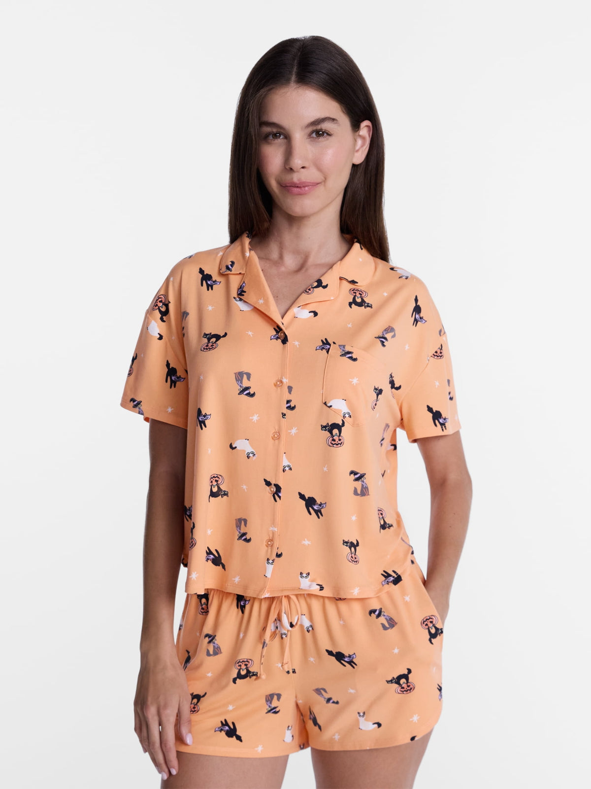 Halloween Women's Notched Top and Shorts Pajama Set from Way to Celebrate, 2-Piece