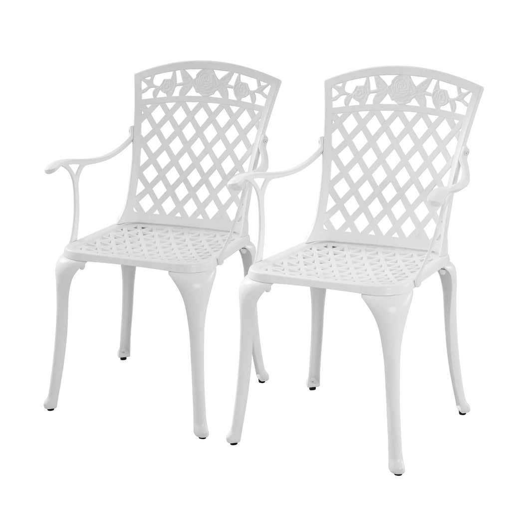 Withniture Cast Aluminum Patio Bistro Chairs, Set Of 2, 17.3 x 17 x 37.5 in, White