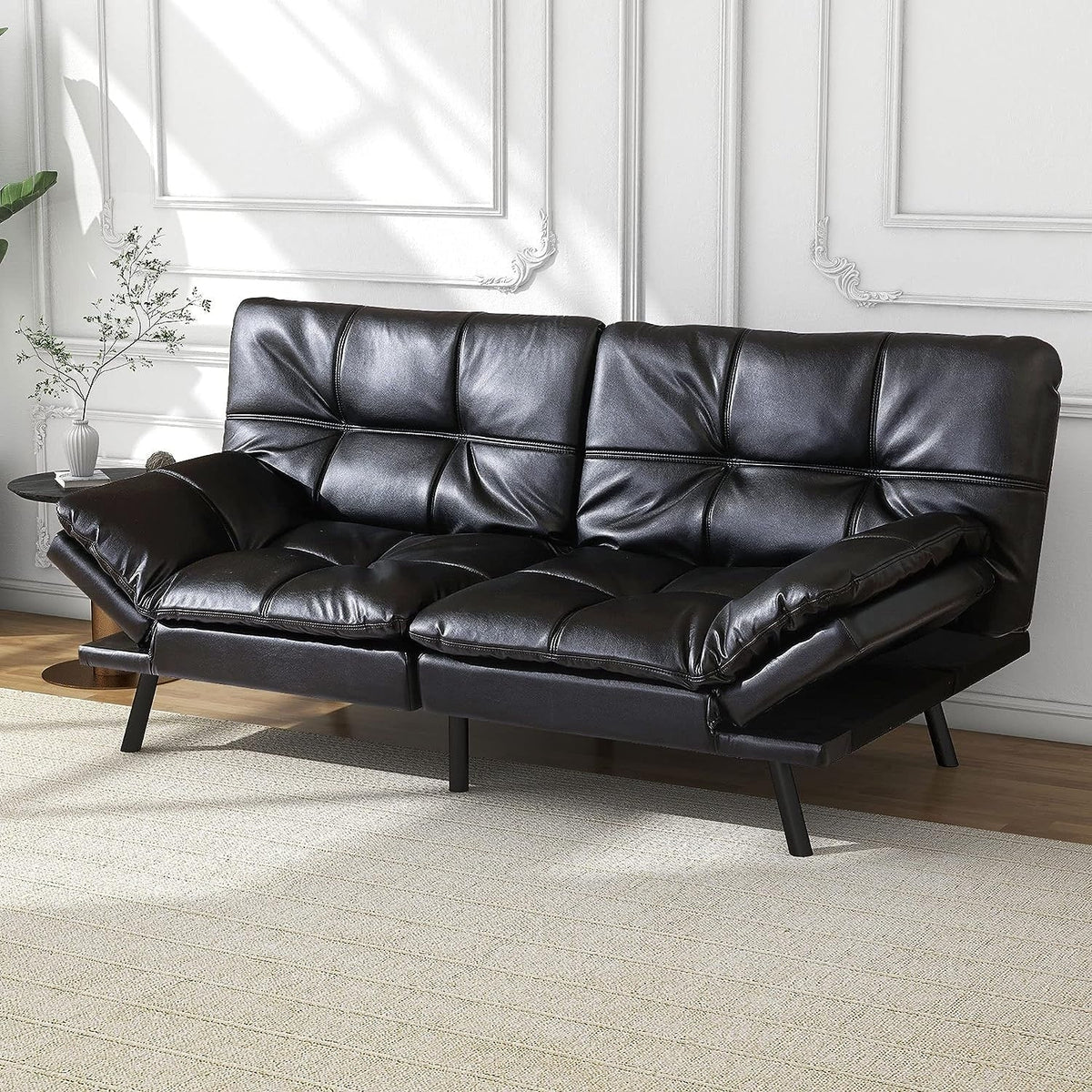 Convertible Futon Sofa Bed With Memory Foam, 71in