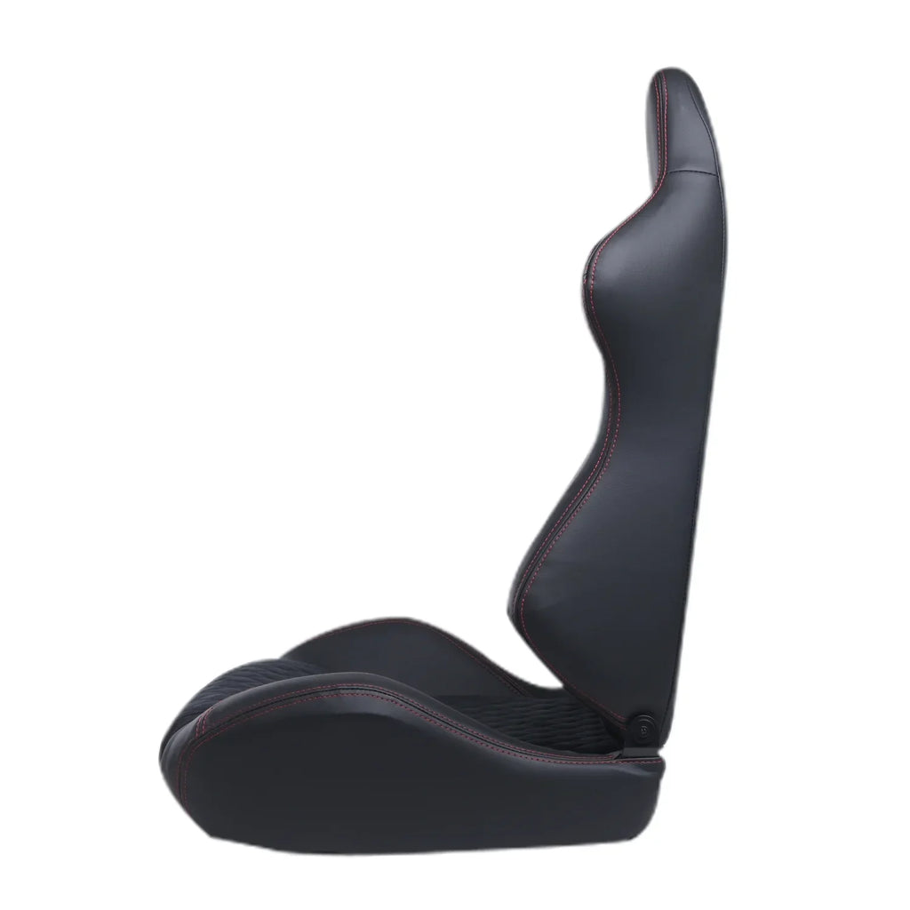 Racing Seats With Double Slider, PVC And Suade Material, Black - Set Of 2 Pieces