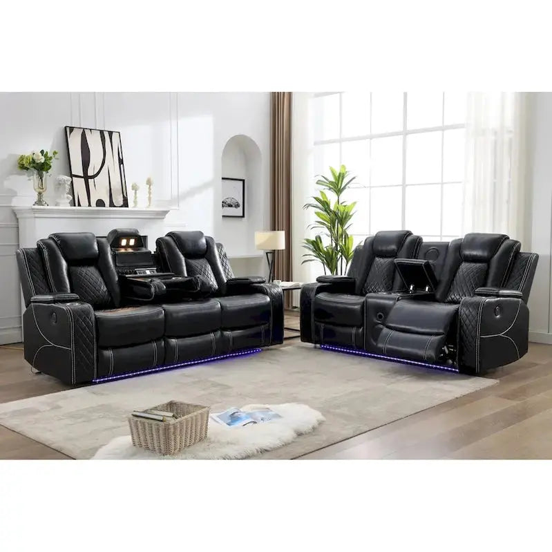 Power Reclining Sofa With Wireless Charging, Reading Light, USB/AC Ports And Cup Holders