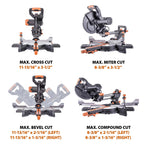 Evolution Dual Bevel Sliding Miter Saw With 10 in Multi-Material Cutting Blade - R255SMS-DB+