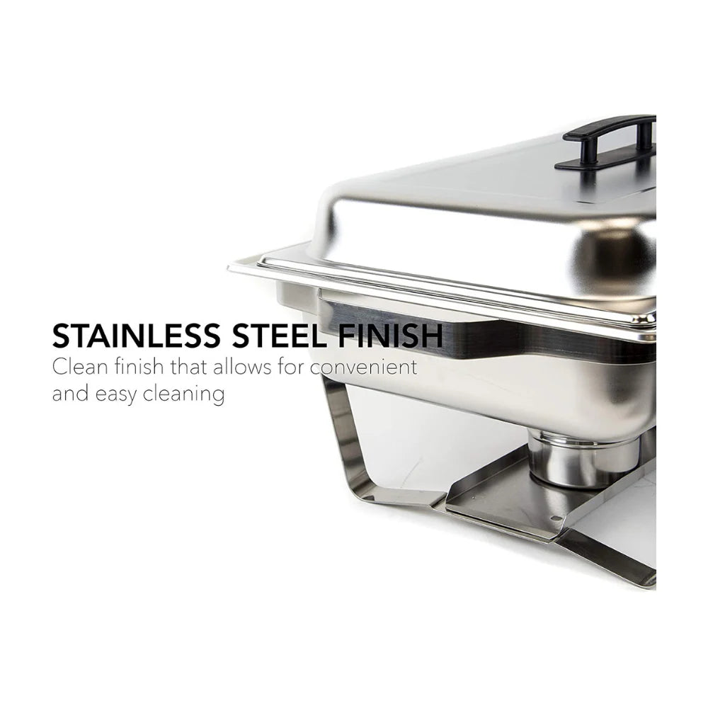 Alpha Living Stainless Steel Chafing Dish Set, 4 Pack, 8 Quart - 24 x 15.5 x 14.38 Inches