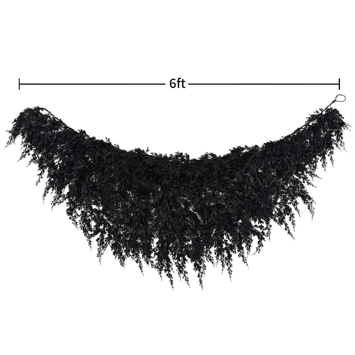 My Texas House Halloween Drapey Faux Cedar Garland, Black, 6'