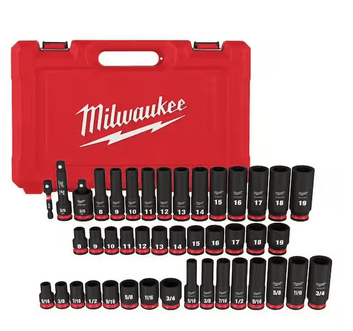 Milwaukee SHOCKWAVE 3/8 in. Drive SAE And Metric 6 Point Impact Socket Set, 43-Piece