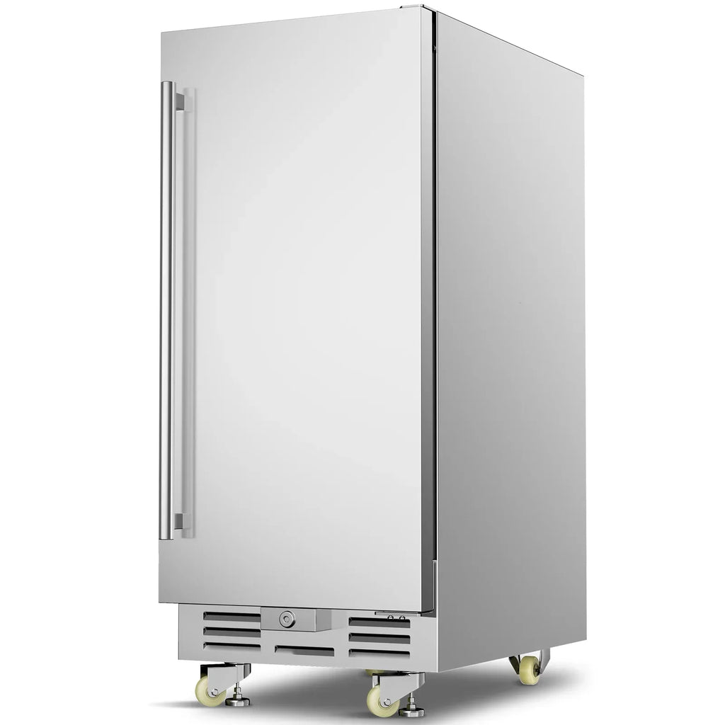 Ecojoy 15 Inch Stainless Steel Under Counter Beverage Refrigerator, 120 Cans