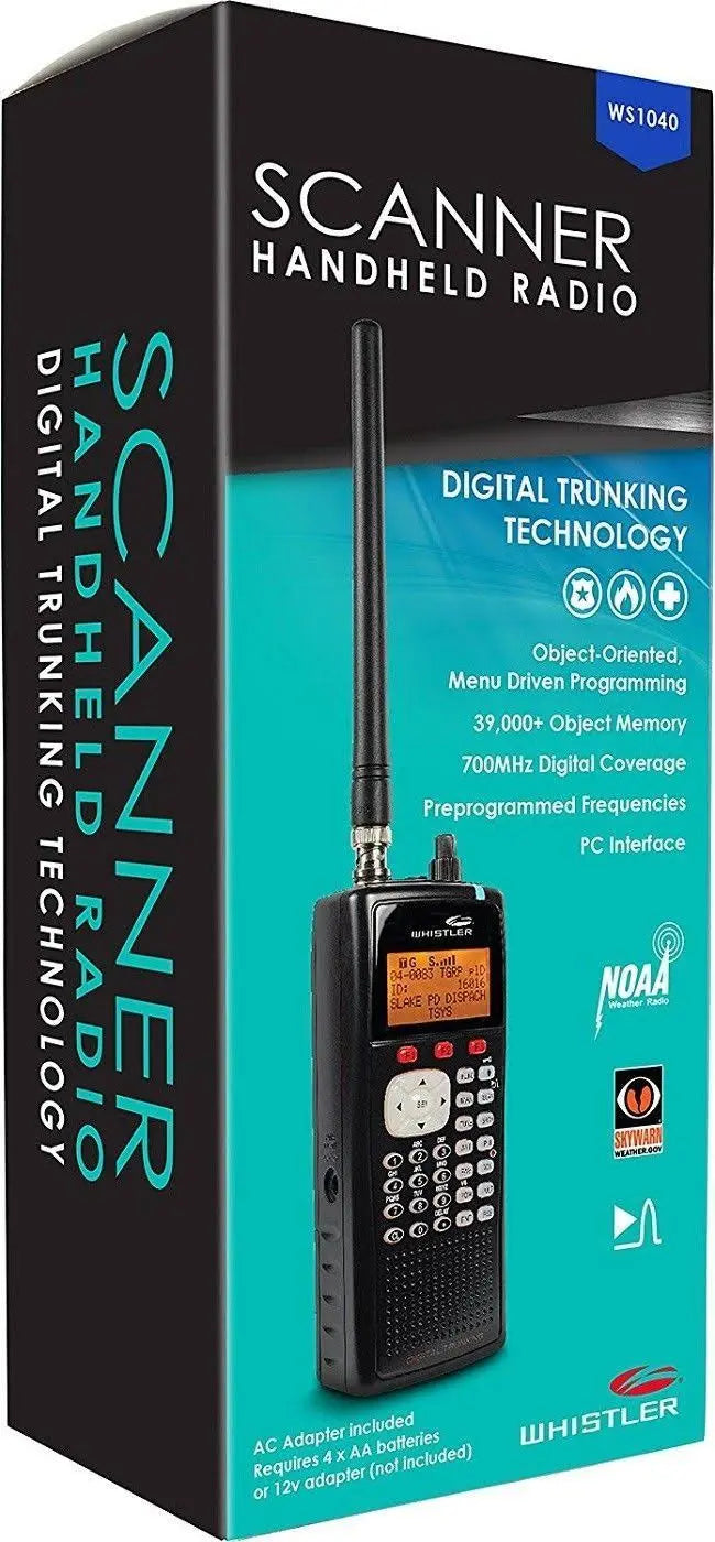 Whistler Handheld Digital Scanner Radio, Black - WS1040
