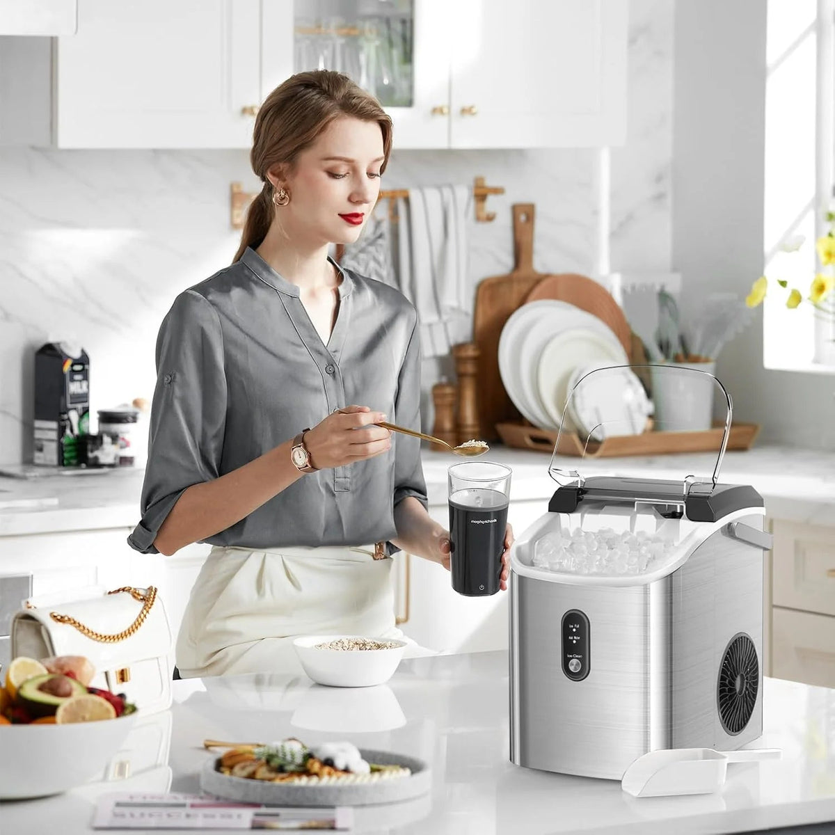 Auseo Countertop Nugget Ice Maker, 35 Lbs Each Day