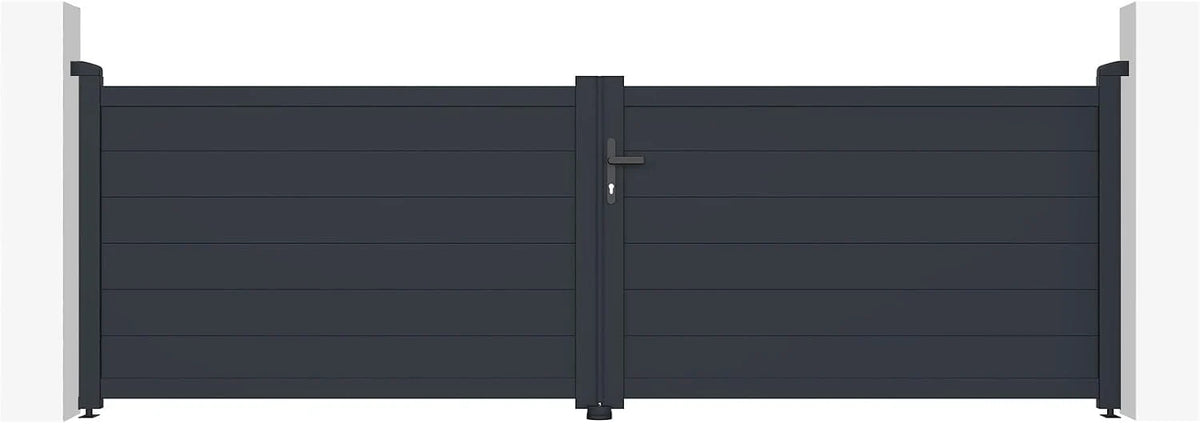 Casanoov Aluminum Swing Gate 392 cm x 161 cm Anthracite Gray RAL 7016 - KIT-000024