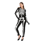 Joyfy Glow in the Dark Skeleton Costume for Adults Women Halloween Dress Up Party Role Playing Cosplay