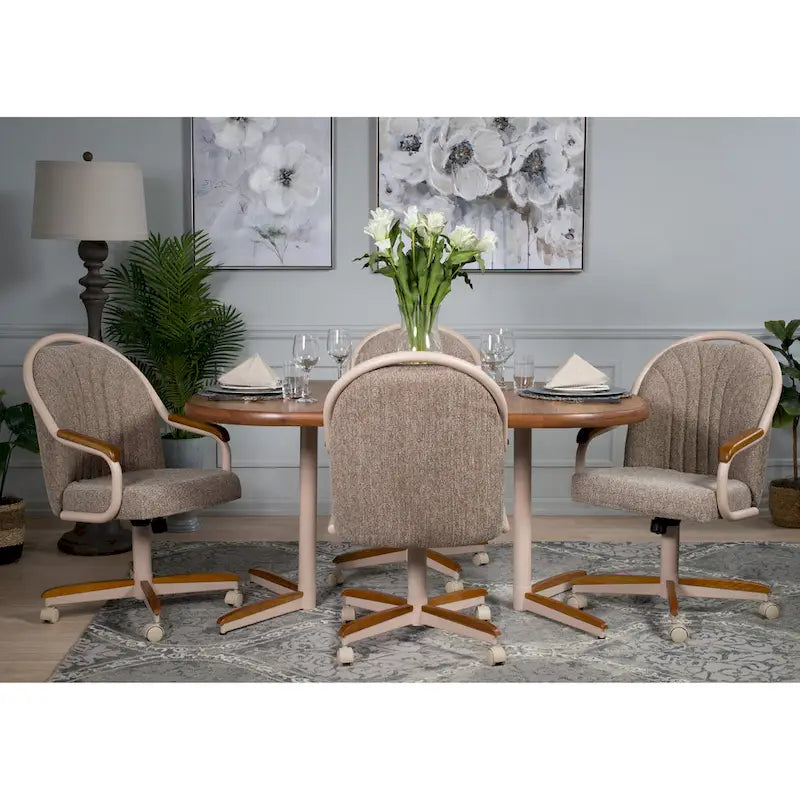 Casual Dining Cushion Swivel-and-Tilt Rolling Caster Chair, 38 Inches H x 24 Inches W x 22 Inches D