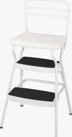 COSCO Stylaire Retro Chair And Step Stool With Flip-Up Seat - White, One Pack