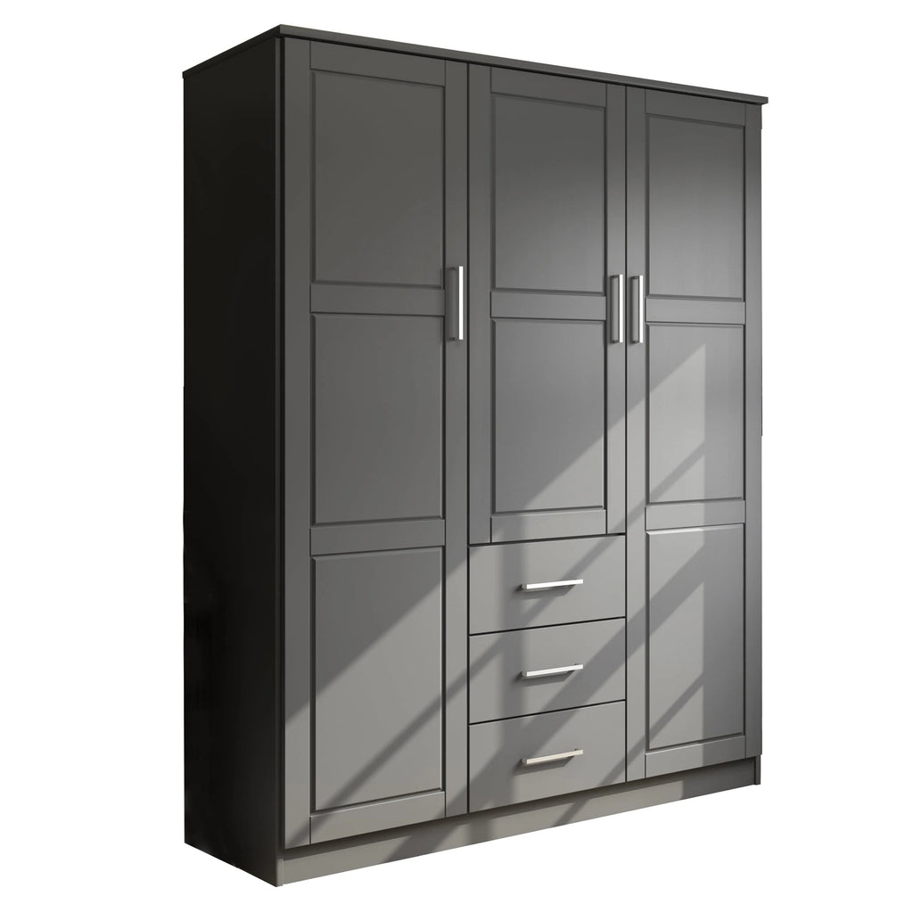 Palace Imports Solid Wood 3-Door Wardrobe Armoire, 56 inch - Cosmo