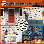 DUHKP 36 Pack Light Up Bats Halloween Decorations, Orange | 3D Stereoscopic Design, Removable Bat Wall Stickers, for Indoor Outdoor Windows & Home Parties