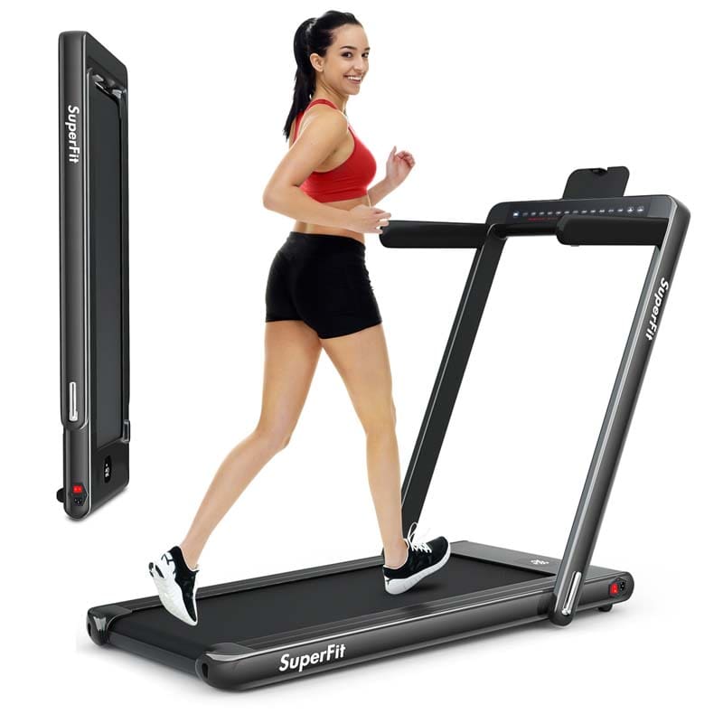 2 In 1 Folding Treadmill, 2.25 HP, 40 in x 16 in Running Area, Dual Display And App Control