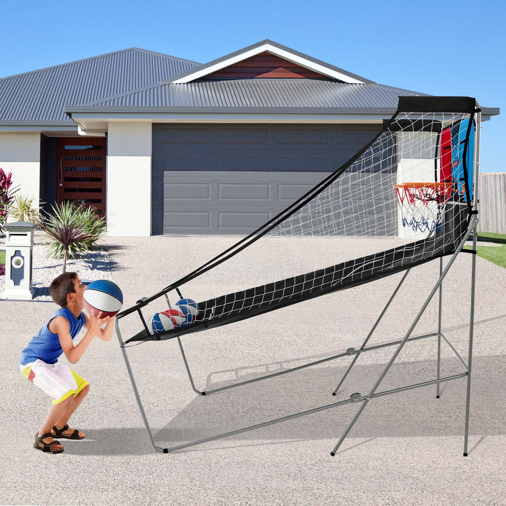 Costway Dual Shot Basketball Arcade Game, Blue, 8 Game Modes, 81in x 43in x 81in