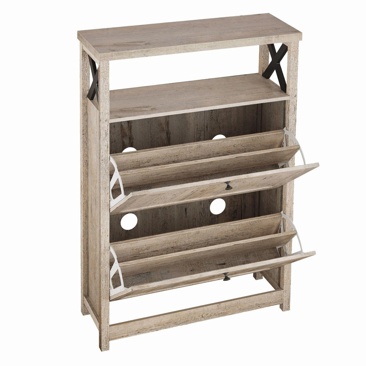 Shoe Storage Cabinet Organizer With 2 Compartments, 9.8 x 31.5 x 43.5 Inches