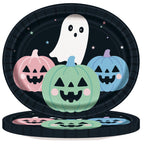 Cute Ghost Oval Disposable Paper Plates, Multicolor, 12" x 10", 8 Count, Halloween by Way To Celebrate