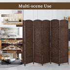 Freestanding Folding Woven Fiber Room Divider Privacy Screen - 6 Ft Tall