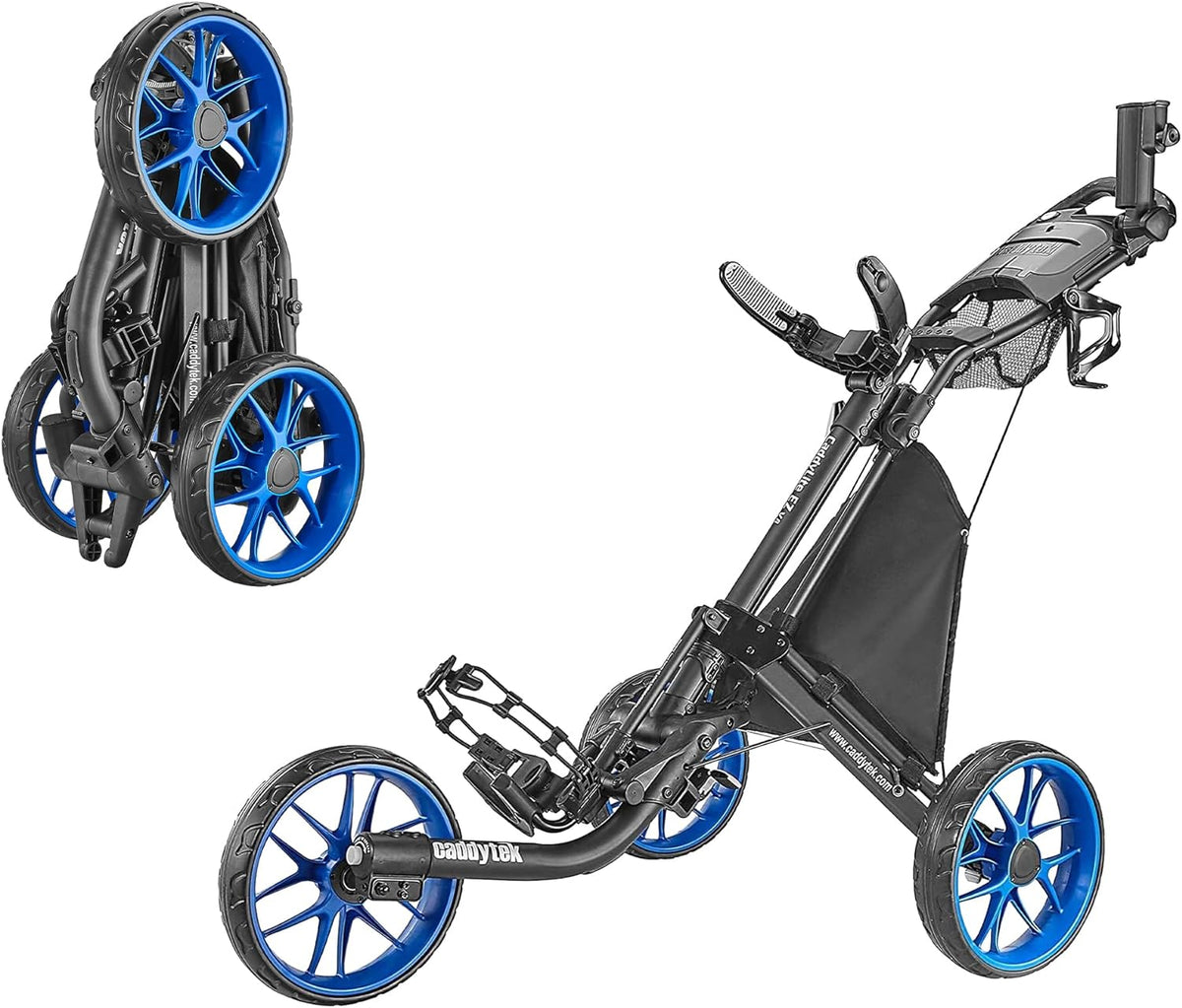 3-Wheel Foldable Golf Push Cart With Foot Brake - CaddyLite EZ V8